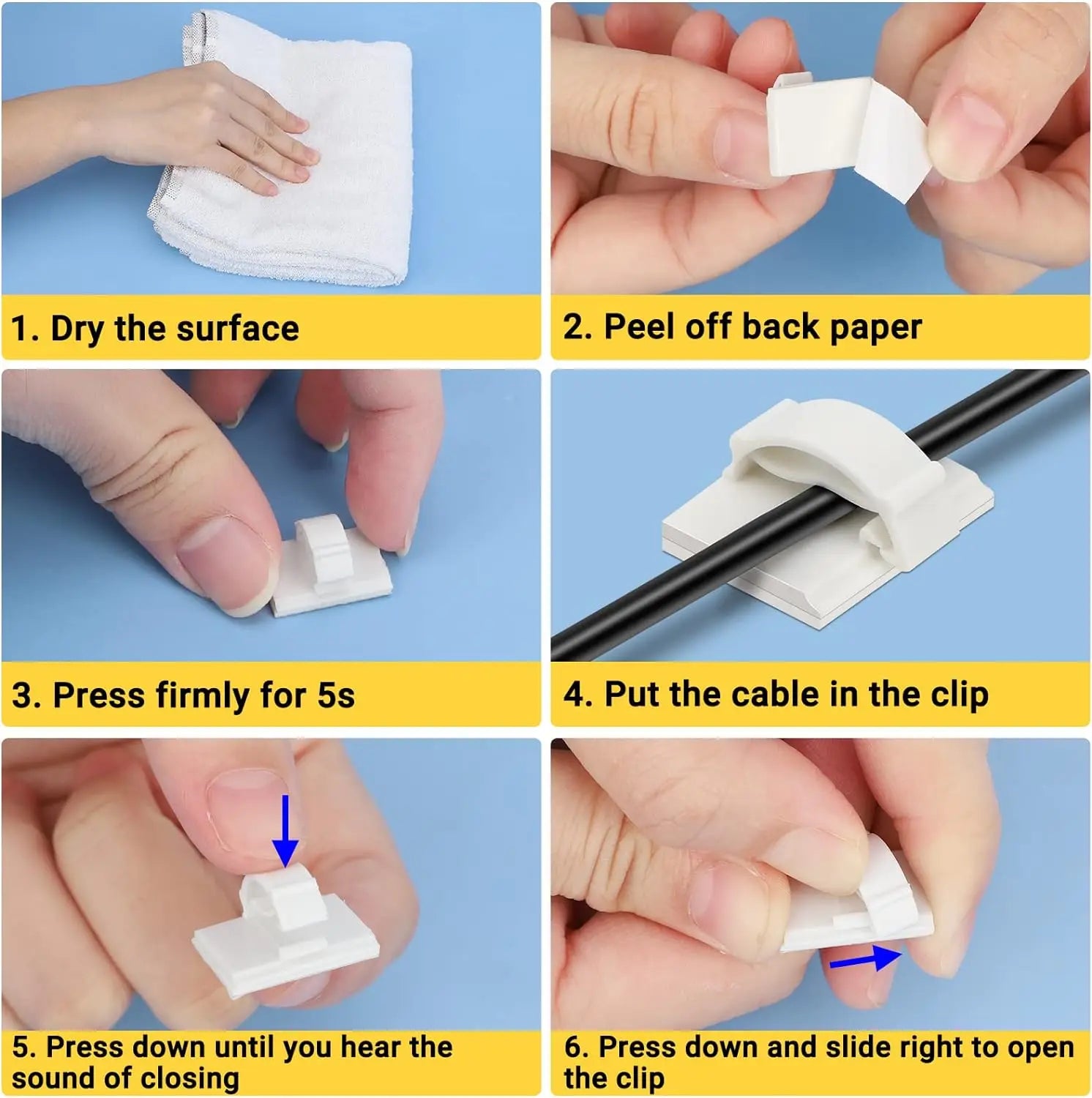Self-Adhesive Desktop Cable Management Clips